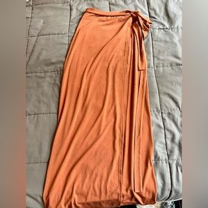 Burnt sienna pink wrap maxi skirt